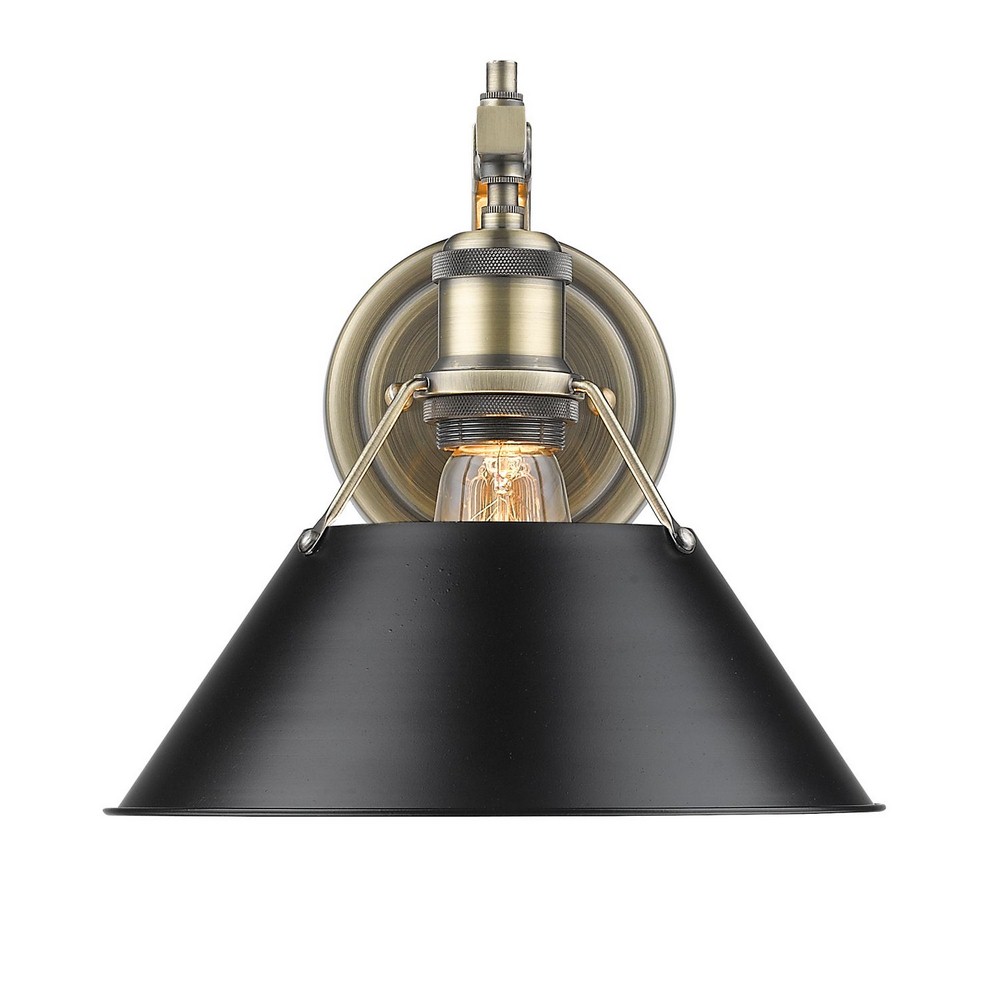 Golden Lighting-3306-1W AB-BLK-Orwell - 1 Light Wall Sconce in Durable style - 9.63 Inches high by 10 Inches wide Aged Brass Matte Black Aged Brass Finish